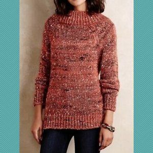 Moth Orange Wool Alpaca Blend Chunky Knit Mockneck Sweater